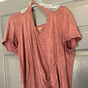 Maroon Cold Shoulder Top